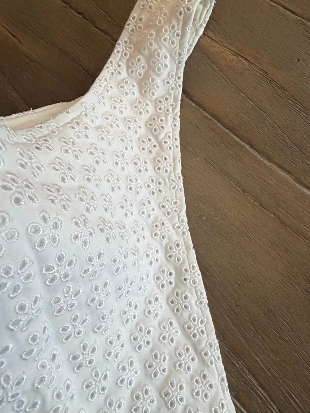 White Floral Eyelet Thong Bikini Bottom